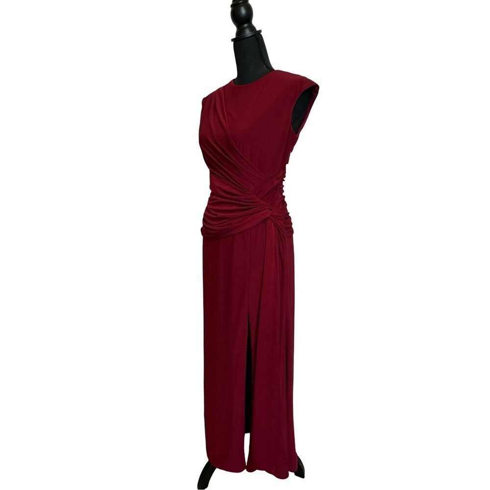 BETSY & ADAM Petite Cap Sleeve Gathered Gown Deep Burgundy Size 6P - Picture 3 of 17